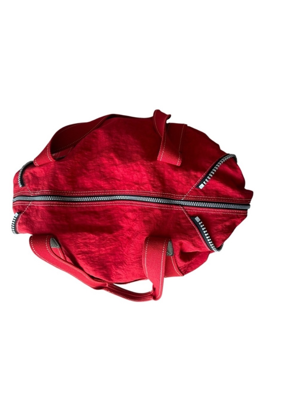 Vintage Kipling Red Canvas Dual-Handle Travel Tote with Front and Side Zips - Picture 9 of 11